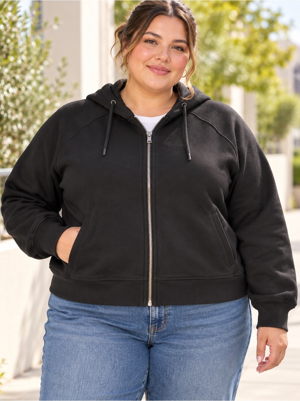 NWT All in Motion Women’s Plus Size 4X Black Full Zip Fleece Hoodie Sweatshirt